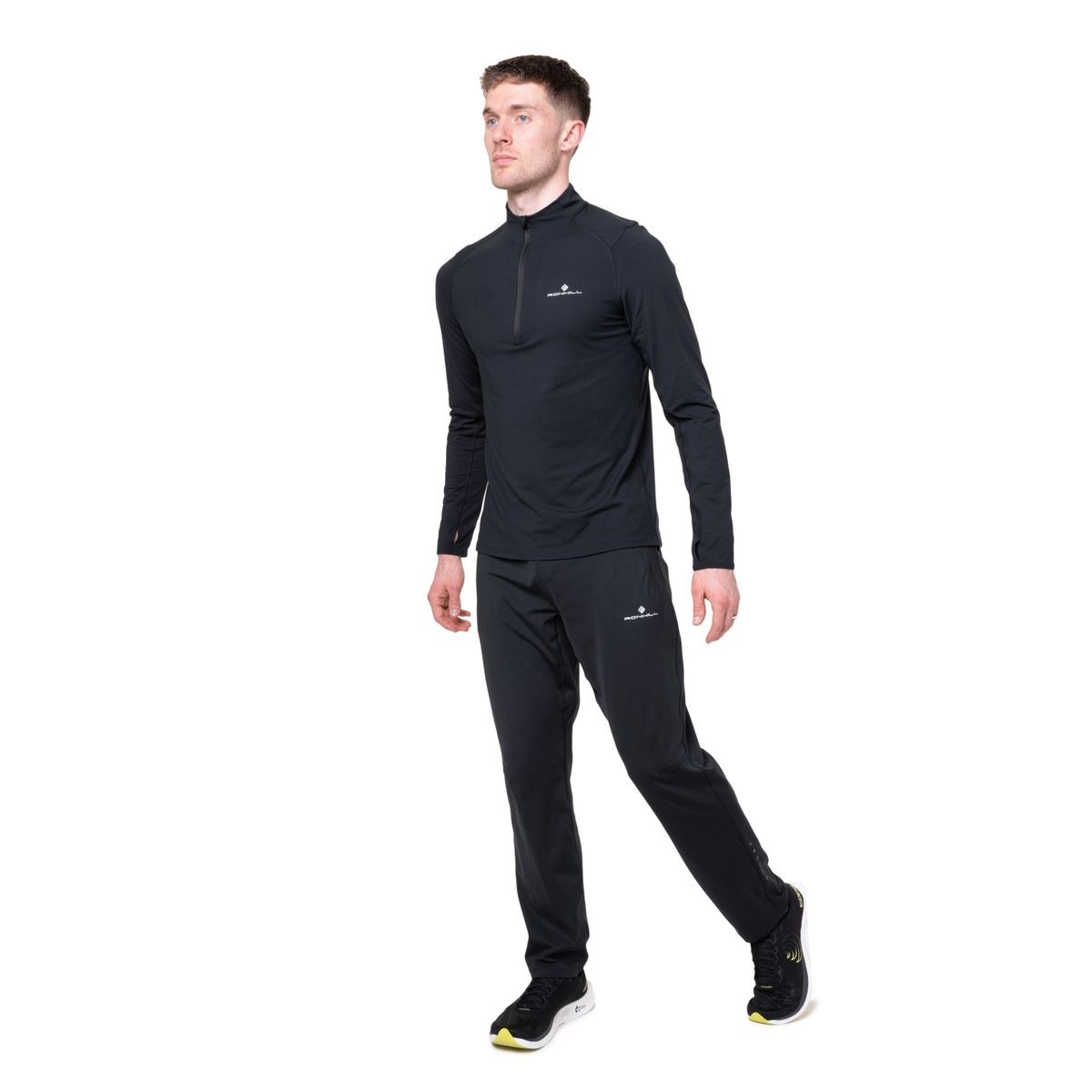 Ronhill Men's Core Thermal Half Zip Base Layer Top (Black/Bright White)