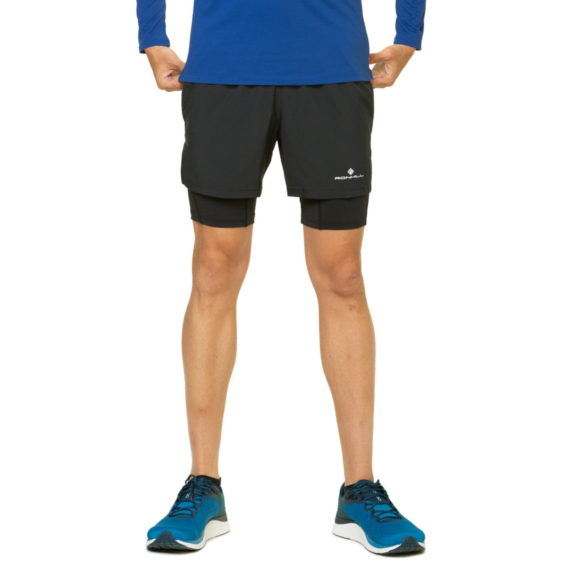 Ronhill Men's Core Twin Shorts (All Black)(5in)
