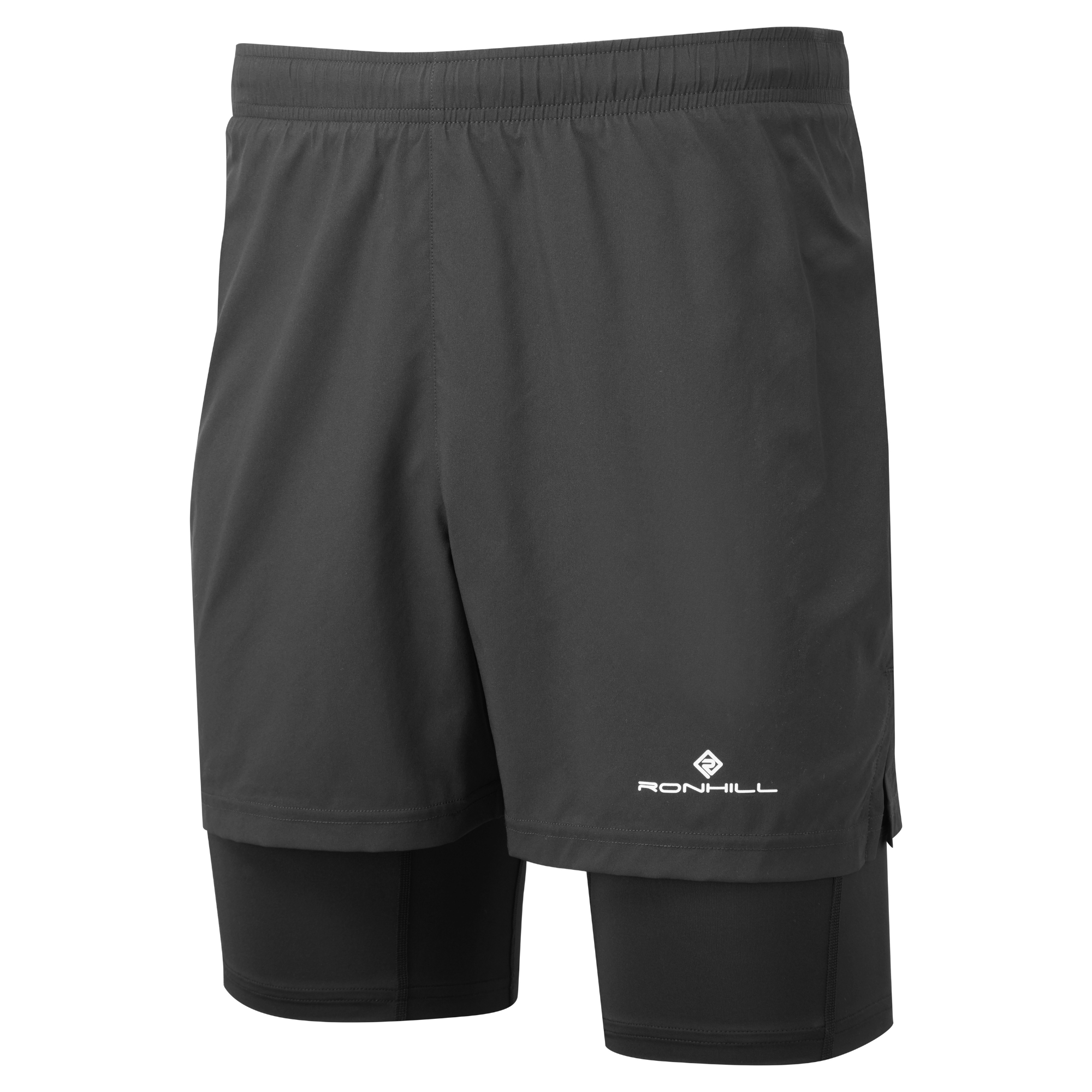 Ronhill Men's Core Twin Shorts (All Black)(5in)