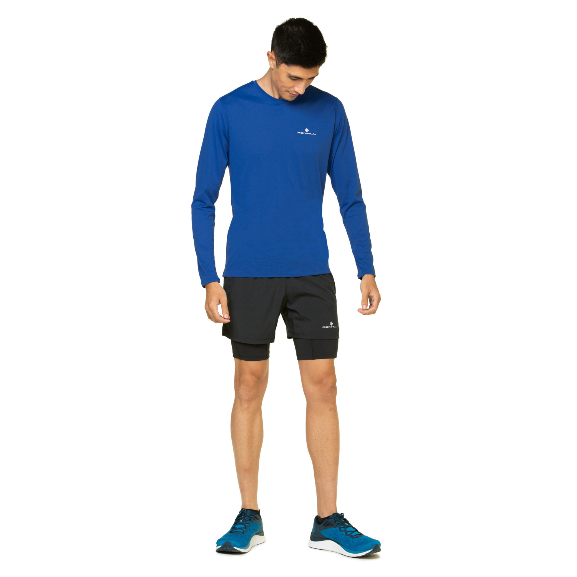 Ronhill Men's Core Twin Shorts (All Black)(5in)