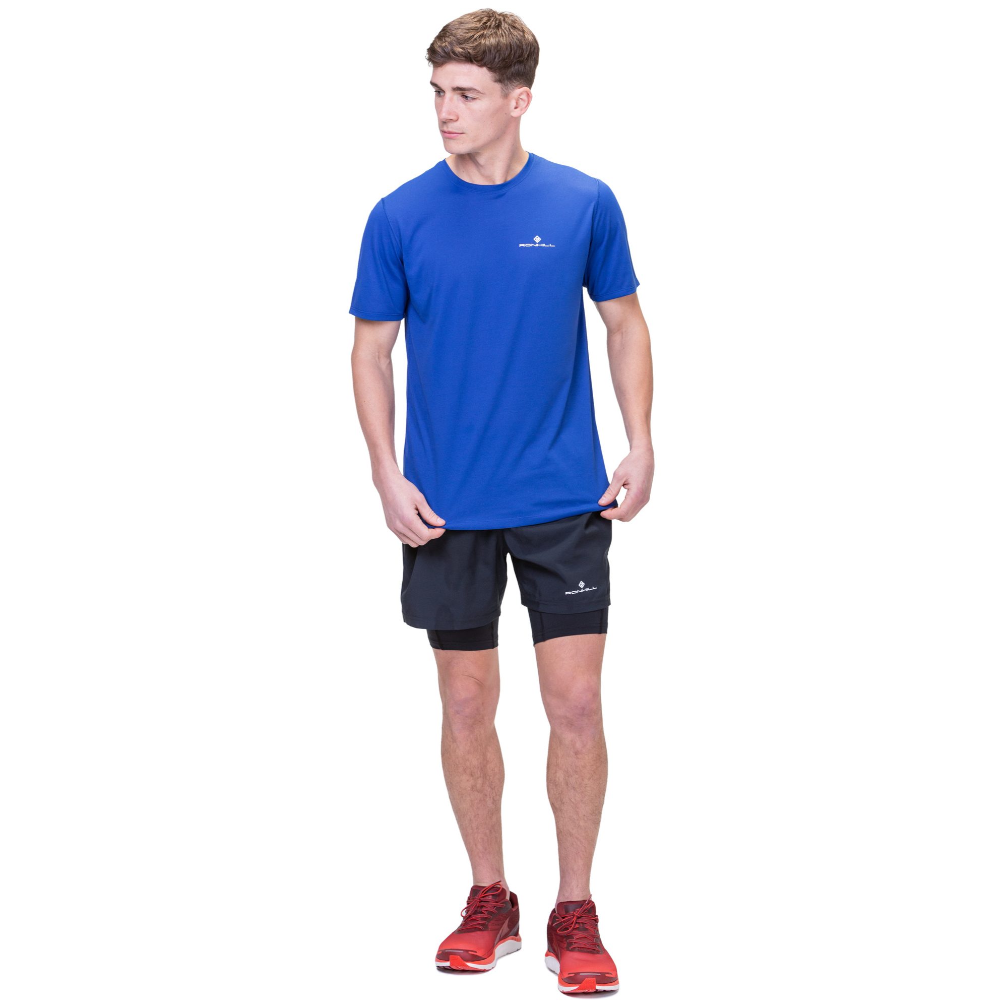 Ronhill Men's Core Twin Shorts (All Black)(5in)