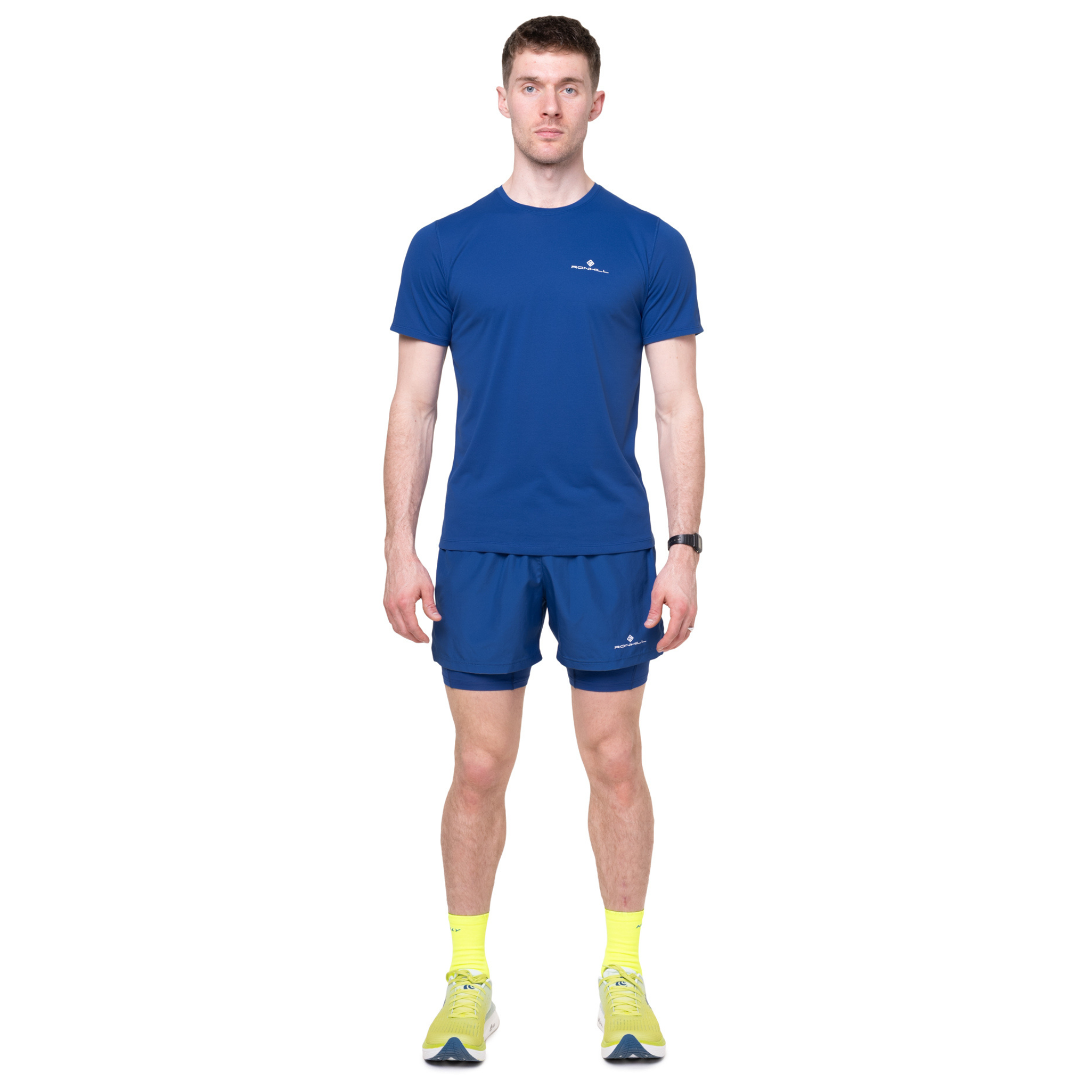 Ronhill Men's Core Twin Shorts (Dark Cobalt/Bright White)(5in)