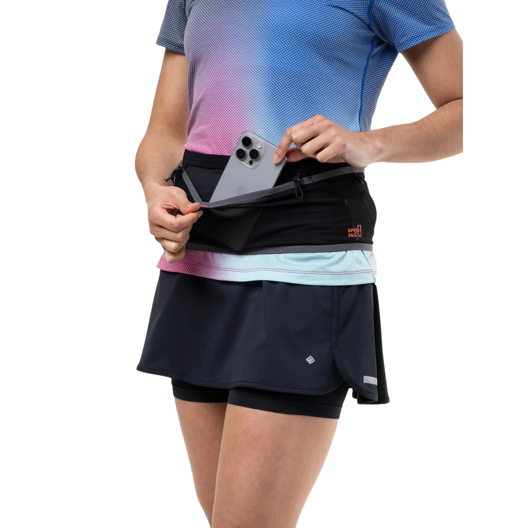 Ronhill Unisex Speed 360 Running Belt (Black/Ronhill Red)