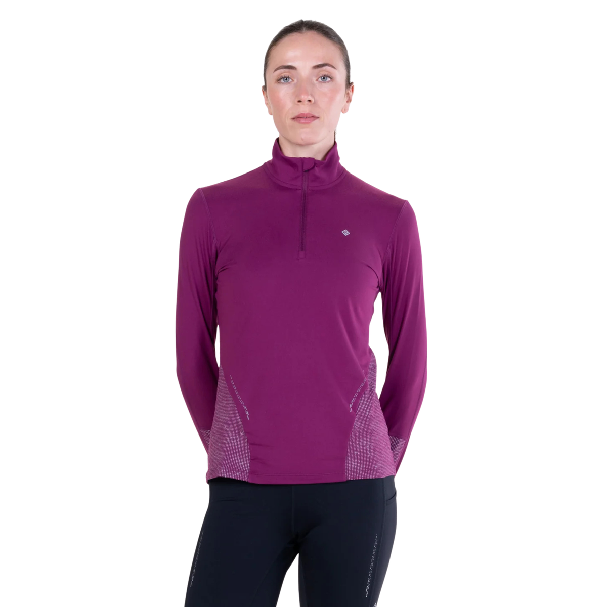Ronhill Women's Tech Reflect Half Zip Base Layer Top (Blackcurrant/Reflect)