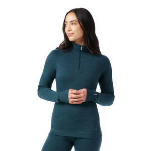 Smartwool Women's Classic Thermal Merino 250 Long Sleeve 1/4 Zip Base Layer Top (Twilight Blue Heather)