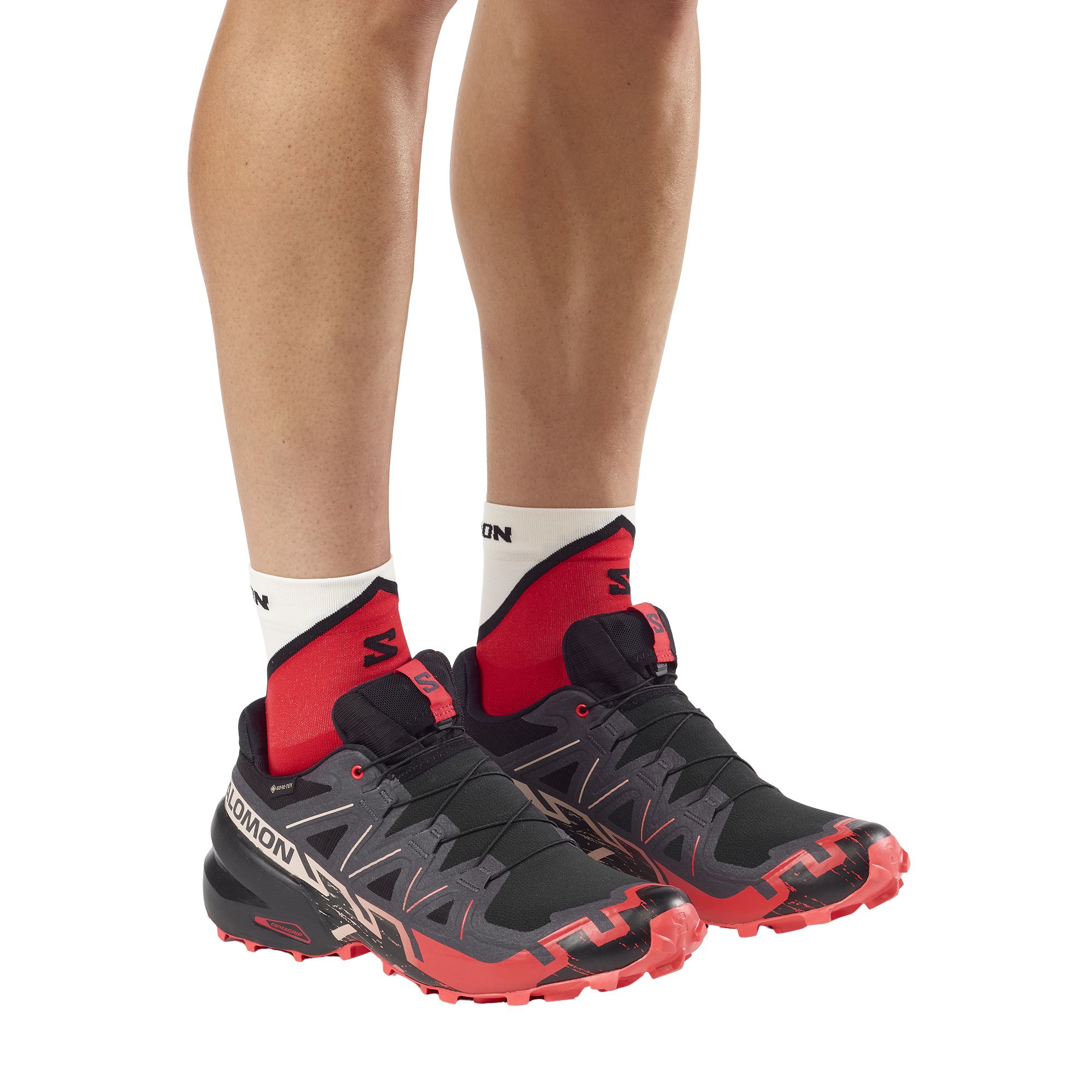 Salomon Men's Speedcross 6 Gore-Tex Trail Running Shoes (Black/Fiery Red)