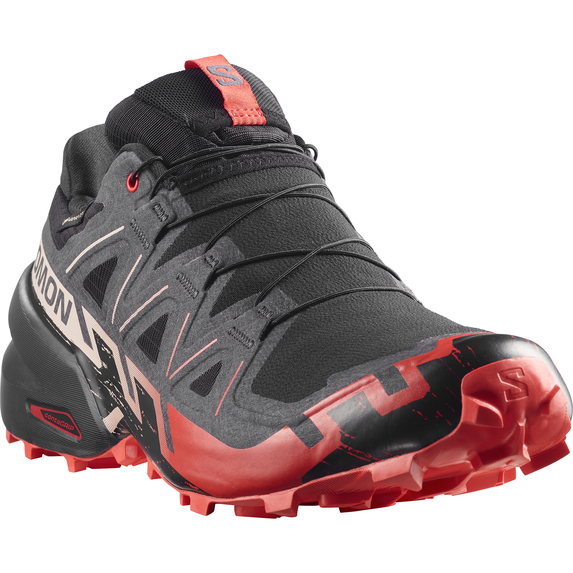 Salomon Men's Speedcross 6 Gore-Tex Trail Running Shoes (Black/Fiery Red)