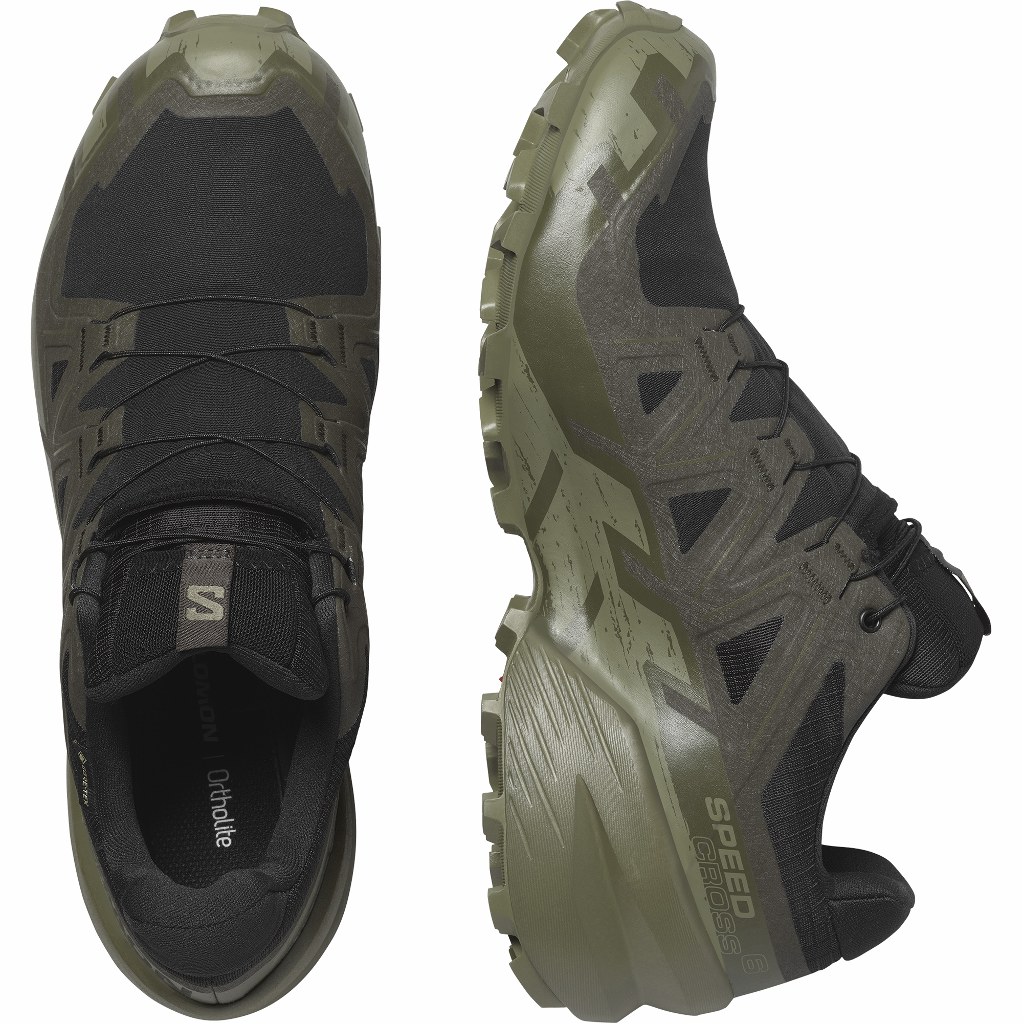 Salomon Men's Speedcross 6 Gore-Tex Trail Running Shoes Black Peat Deep Lichen Green L47584100