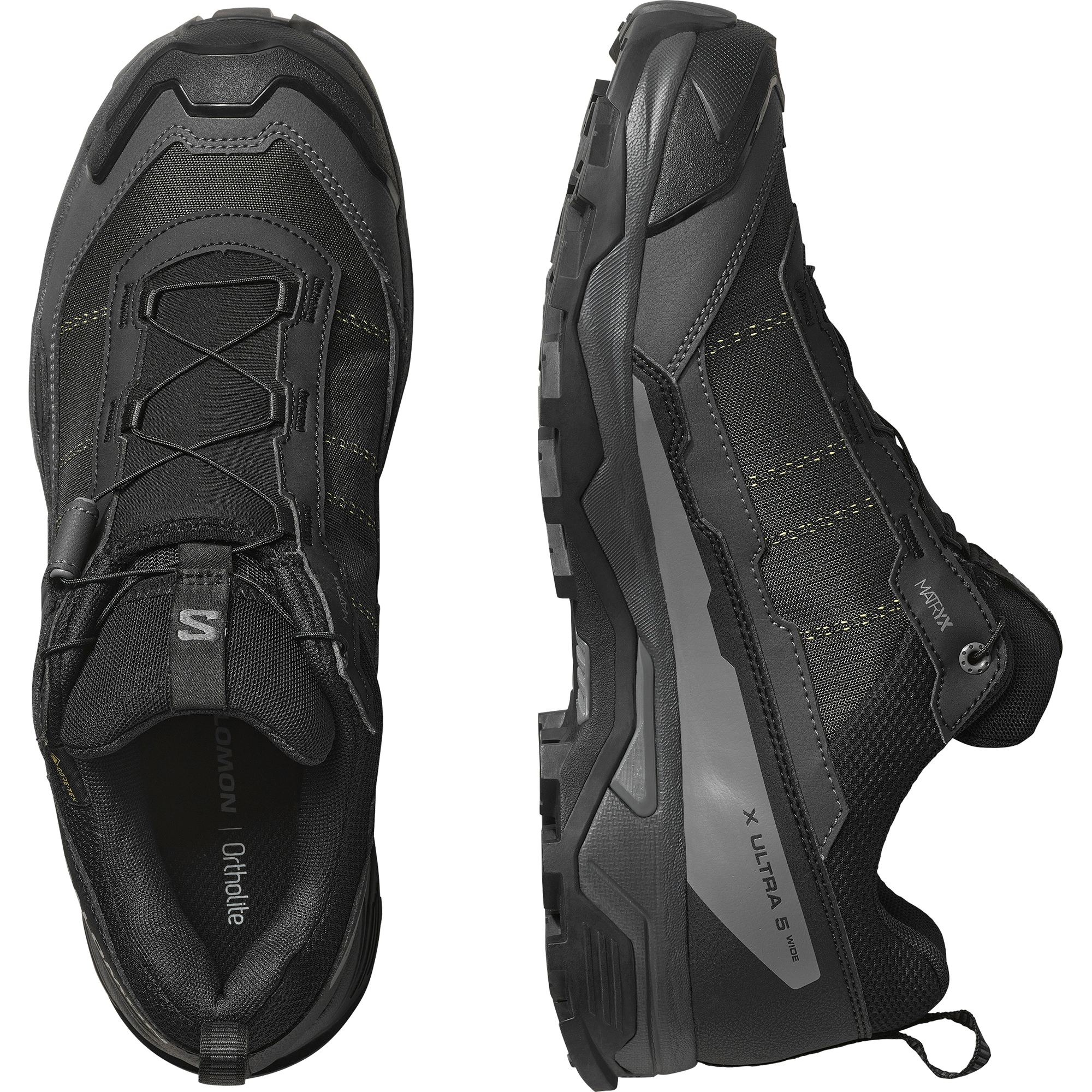 Salomon Men's X Ultra 5 Gore-Tex Wide Fit Trail Shoes (Black/Asphalt/Castlerock)
