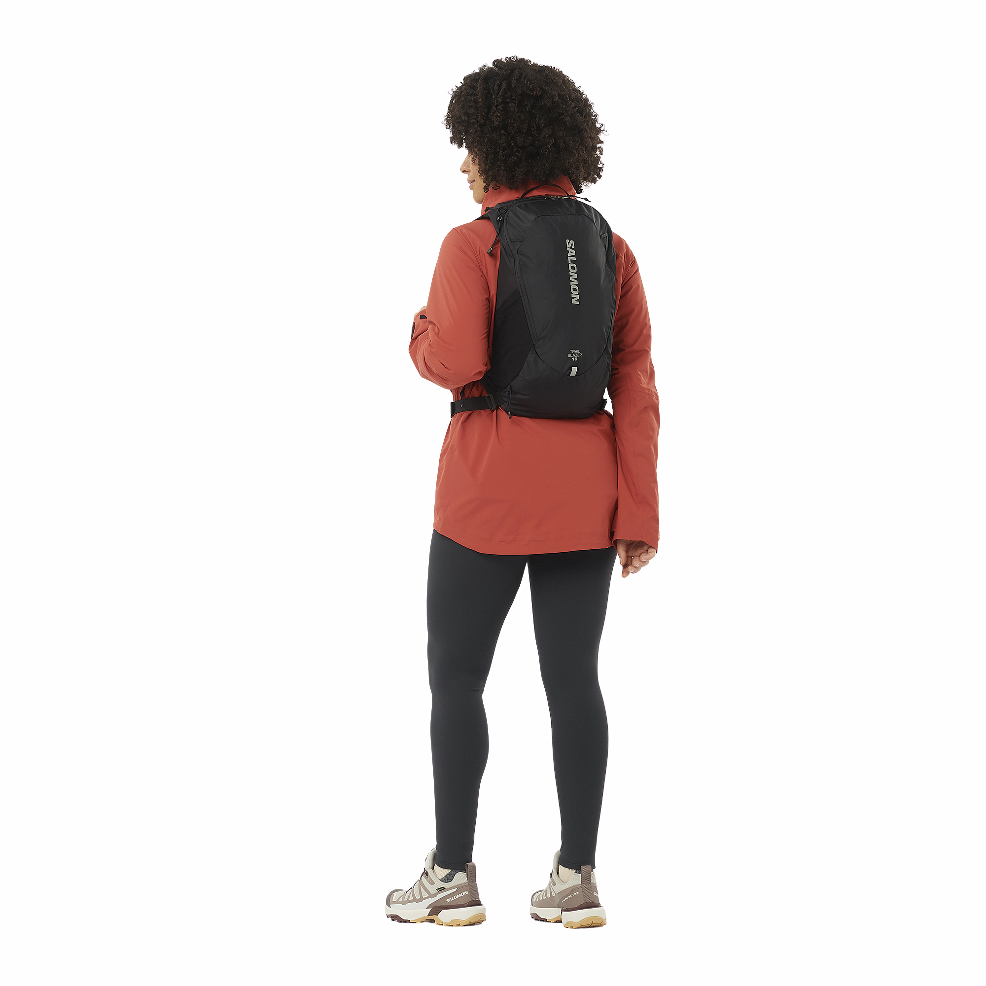 Woman wearing Salomon Trailblazer 10L Daysack Black Alloy One Size LC2182900