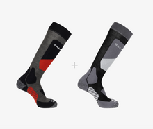 Load image into Gallery viewer, Salomon Unisex S/Access Merino Blend Ski Socks - 2 Pair Pack (Black/Beluga)
