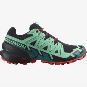 Salomon Women's Speedcross 6 Trail Running Shoes (Black/Biscay Green/Fiery Red)