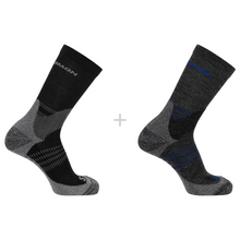 Load image into Gallery viewer, Salomon Unisex X Ultra Access Merino Blend Socks - 2 Pair Pack (Crew Length)(Anthracite/Black)
