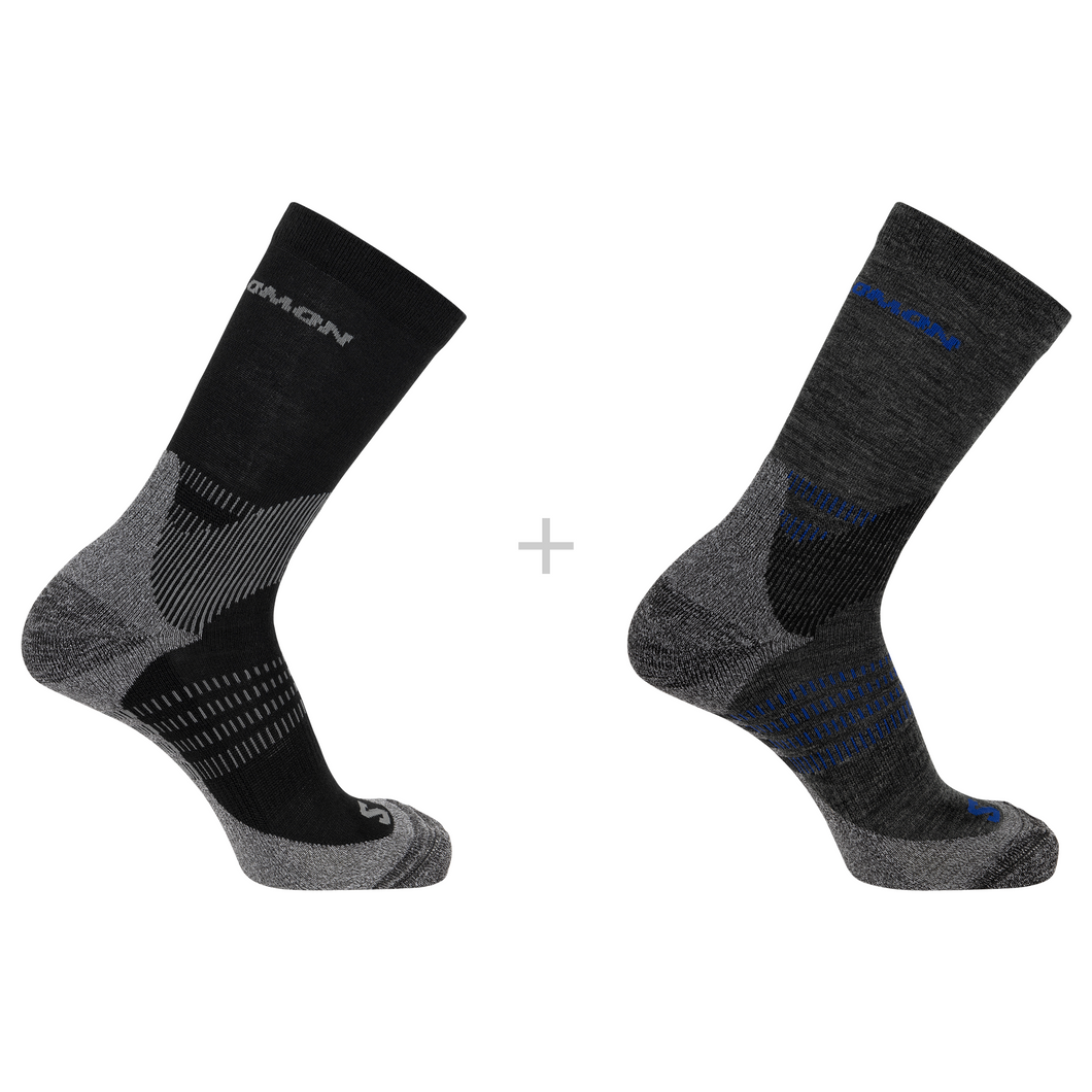 Salomon Unisex X Ultra Access Merino Blend Socks - 2 Pair Pack (Crew Length)(Anthracite/Black)