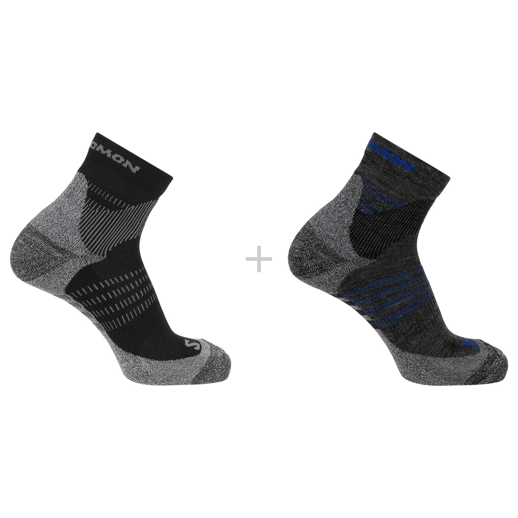 Salomon Unisex X Ultra Access Merino Blend Socks - 2 Pair Pack (Quarter Length)(Anthracite/Black)