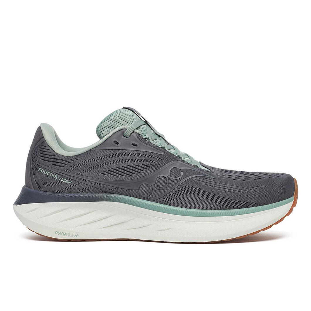 Saucony Men's Ride 18 Running Shoes (Carbon/Iceberg)