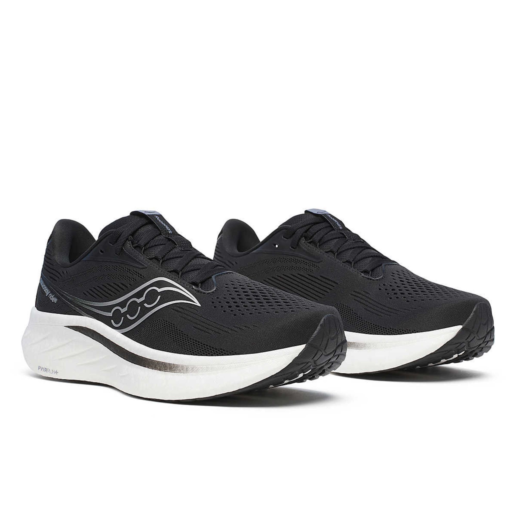 Saucony Men's Ride 18 Wide Fit Running Shoes (Black/White)