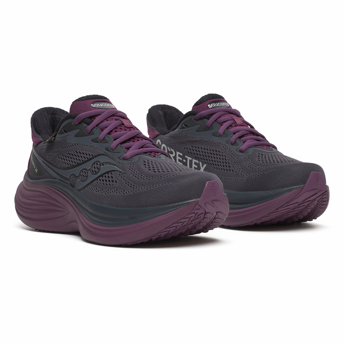 Saucony Women's Triumph 24 Gore-Tex Running Shoes (Ebony/Eggplant)