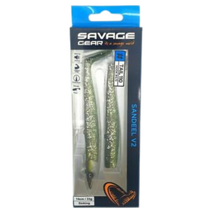 Savage Gear Sandeel V2 2+1 Lure (14cm/Sinking/33g)(Green Silver)