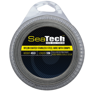 SeaTech Stainless Steel Nylon Coated Wire with Crimps (100lbs/7.5m)