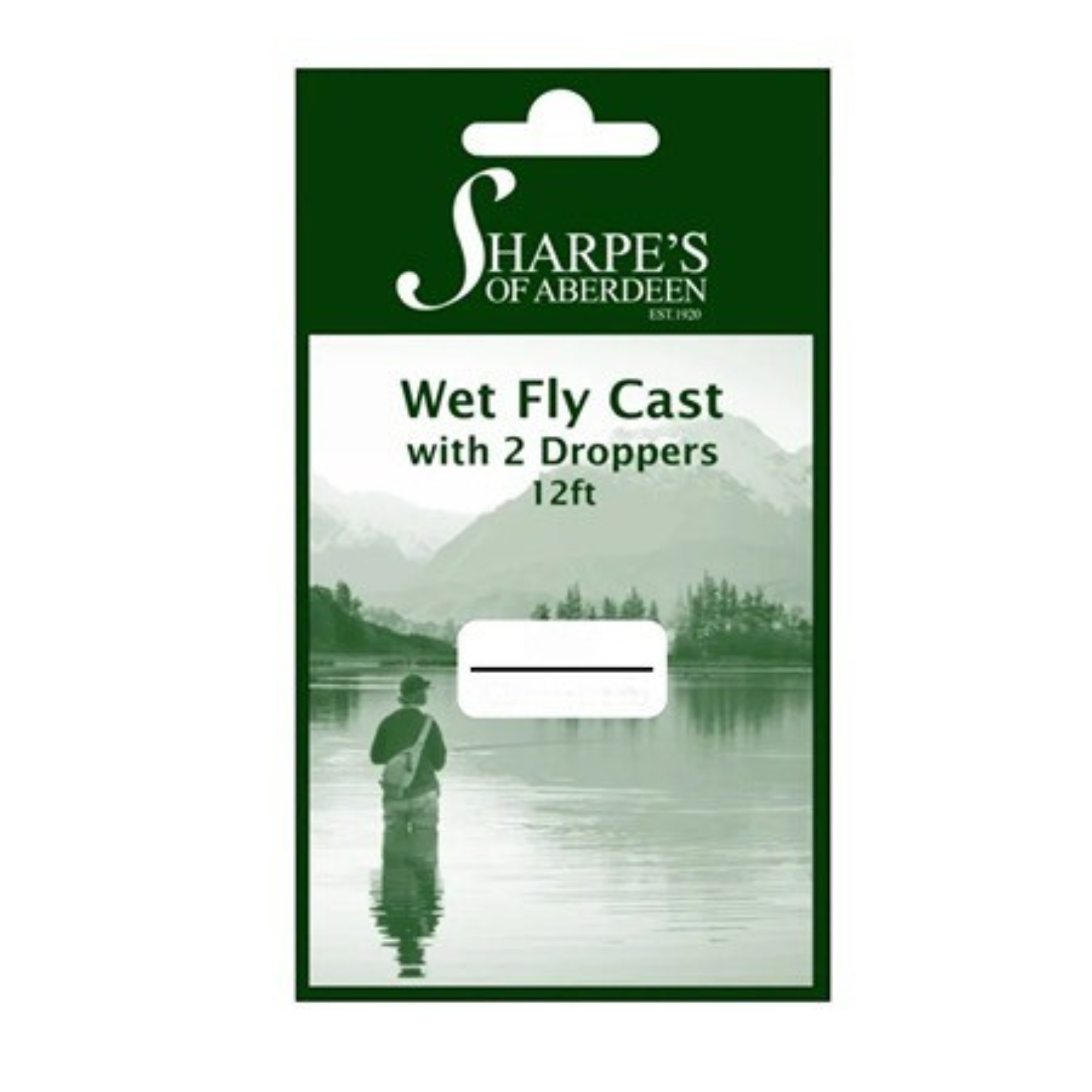 Sharpes of Aberdeen Tapered Monofilament Wet Fly Cast - 2 Droppers (12ft/5lb/3X)(Green)