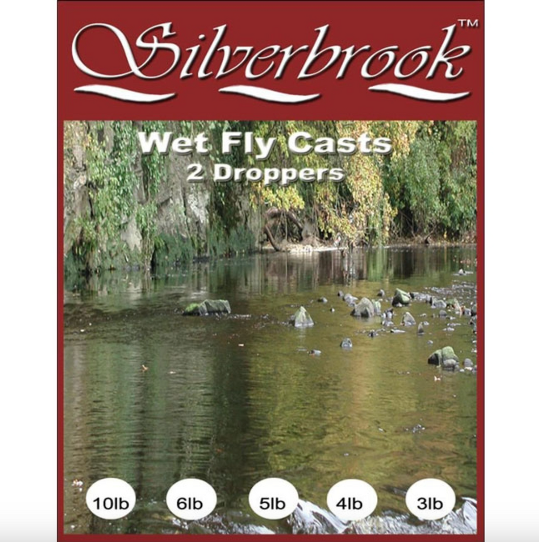 Silverbrook 12ft Monofilament Tapered 2 Dropper Wet Flyline Cast (0X/10lbs)