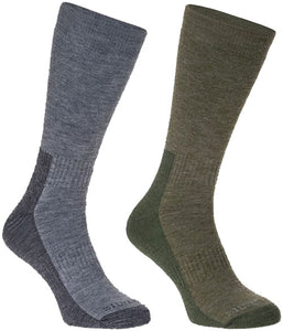 Silverpoint Men's All Terrain Merino Hiker Socks - 2 Pair Pack (Grey/Green)