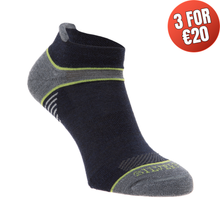Load image into Gallery viewer, Silverpoint Unisex On The Move No Show Merino Blend Ankle Socks (Navy/Lime)
