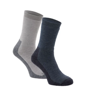 Silverpoint Unisex All Terrain Merino Hiker Socks - 2 Pair Pack (Ash/Denim)
