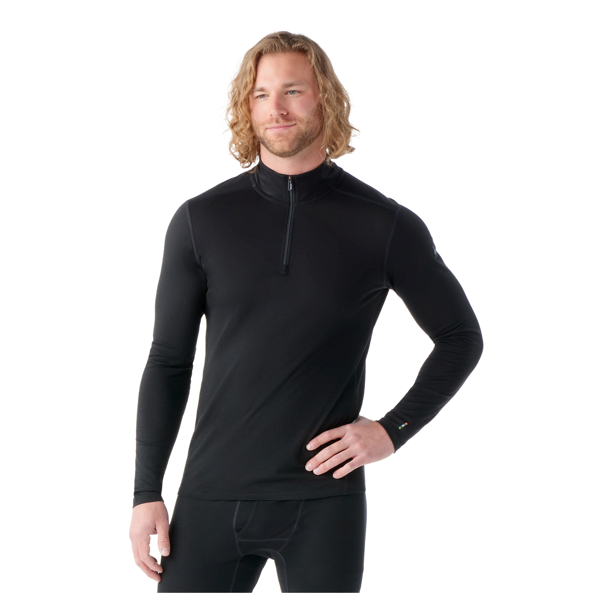 Smartwool Men's Classic Thermal Merino 150 Quarter Zip Long Sleeve Base Layer Top (Black)