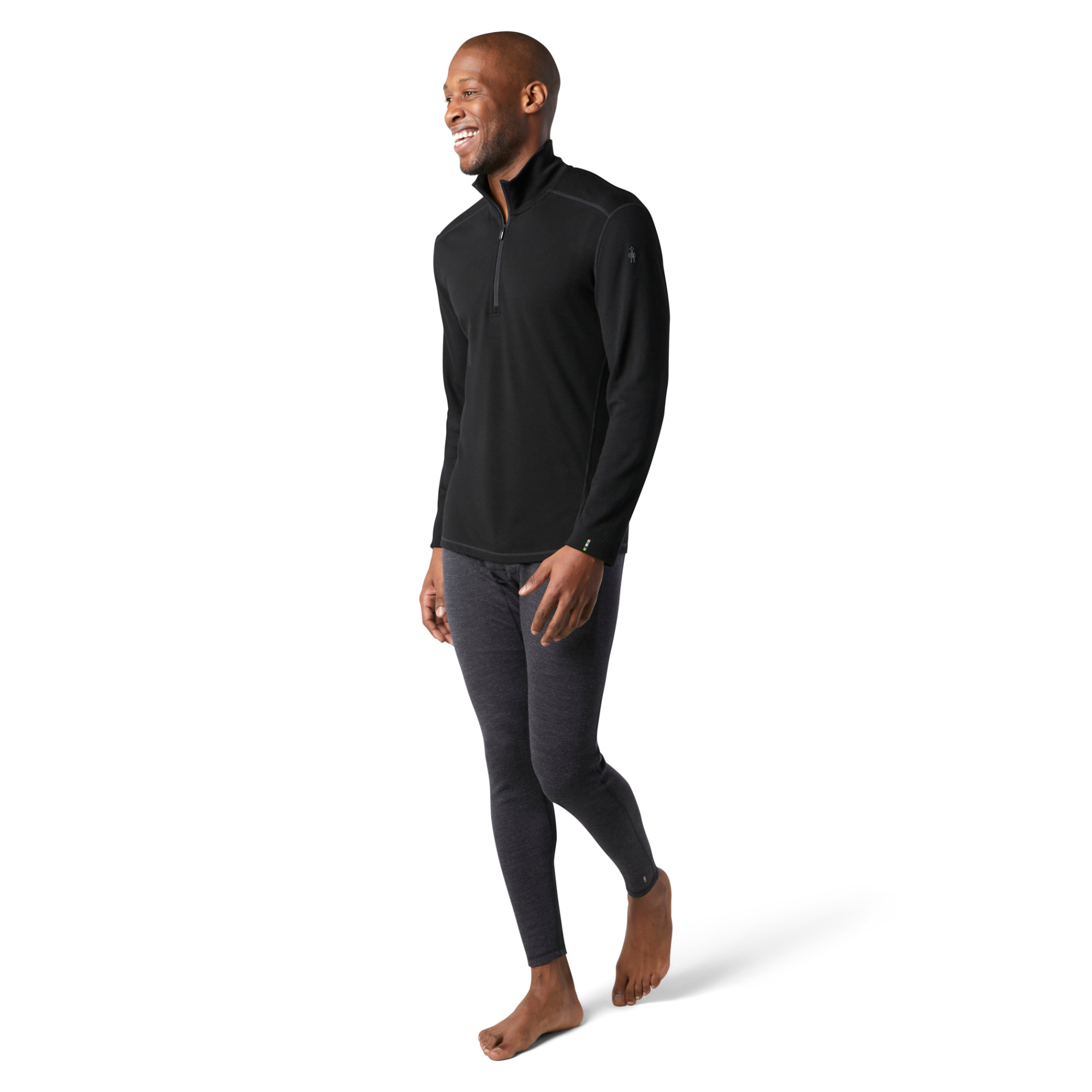 Smartwool Men's Classic Thermal Merino 250 Quarter Zip Long Sleeve Base Layer Top (Black)