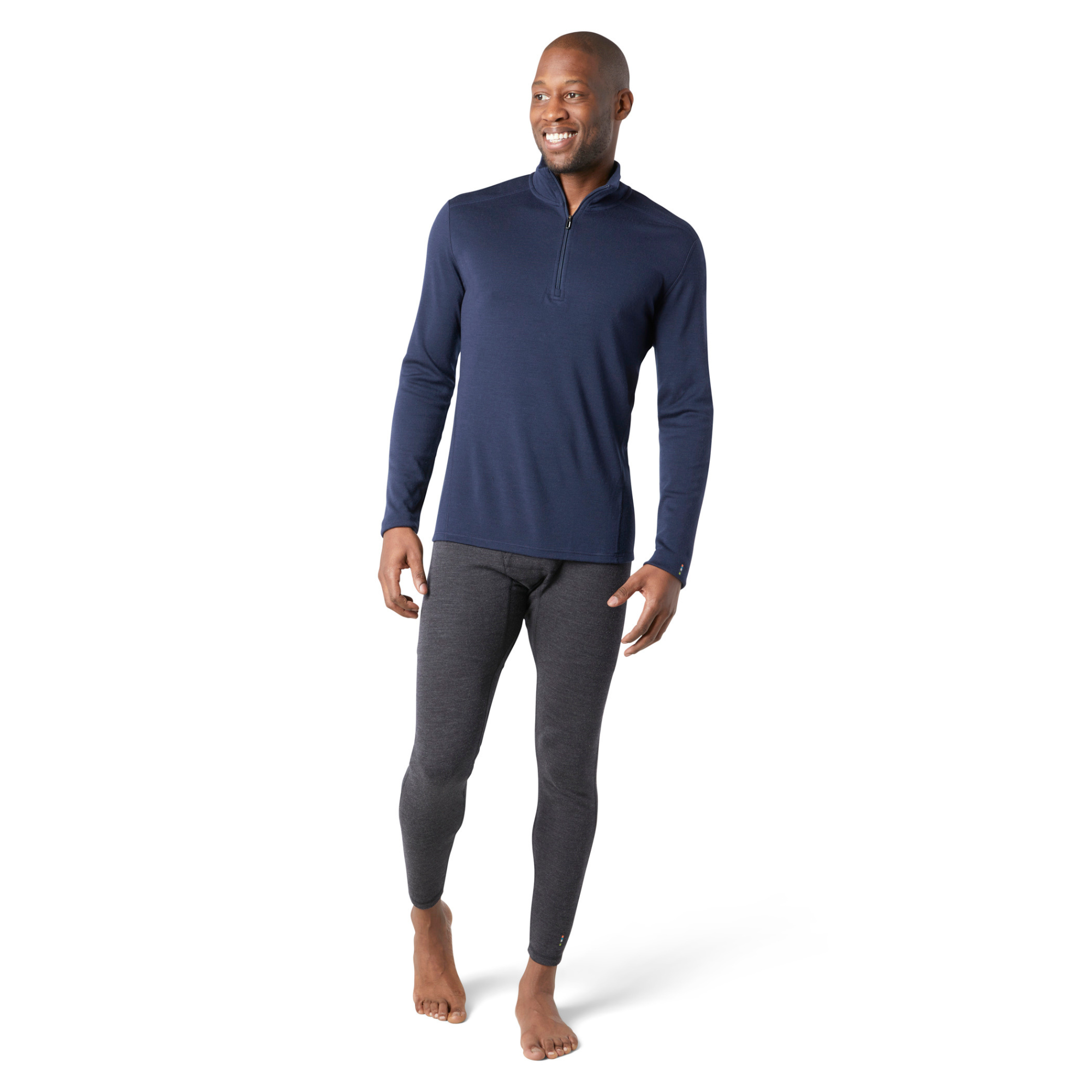Smartwool Men's Classic Thermal Merino 250 Quarter Zip Long Sleeve Base Layer Top (Deep Navy)