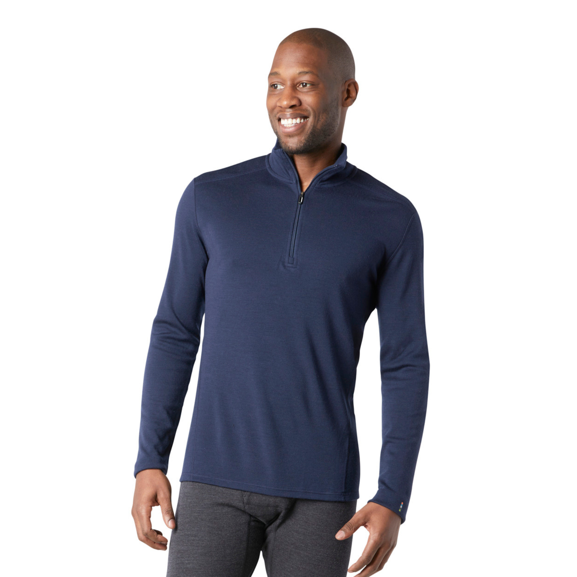 Smartwool Men's Classic Thermal Merino 250 Quarter Zip Long Sleeve Base Layer Top (Deep Navy)