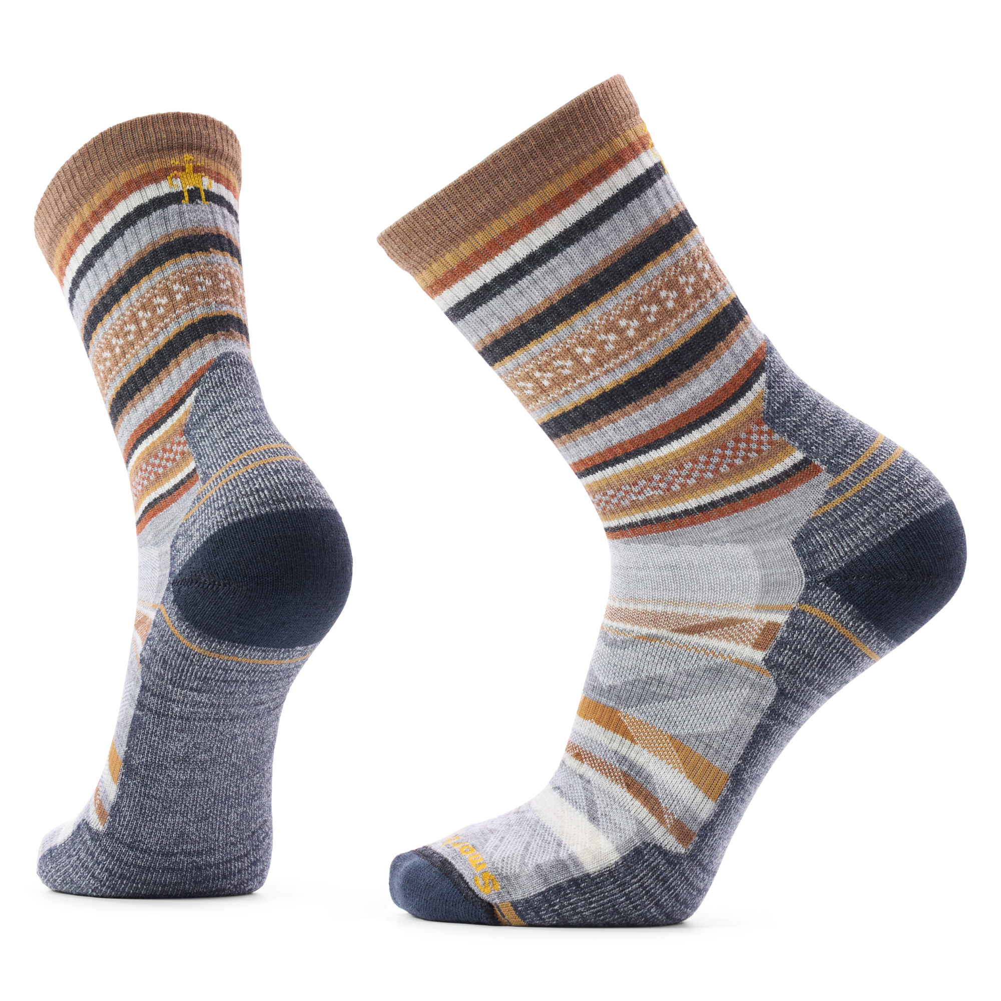 Smartwool Men's Print Panorama Hike Light Cushion Crew Length Merino Blend Socks Light Grey 039 SW002160