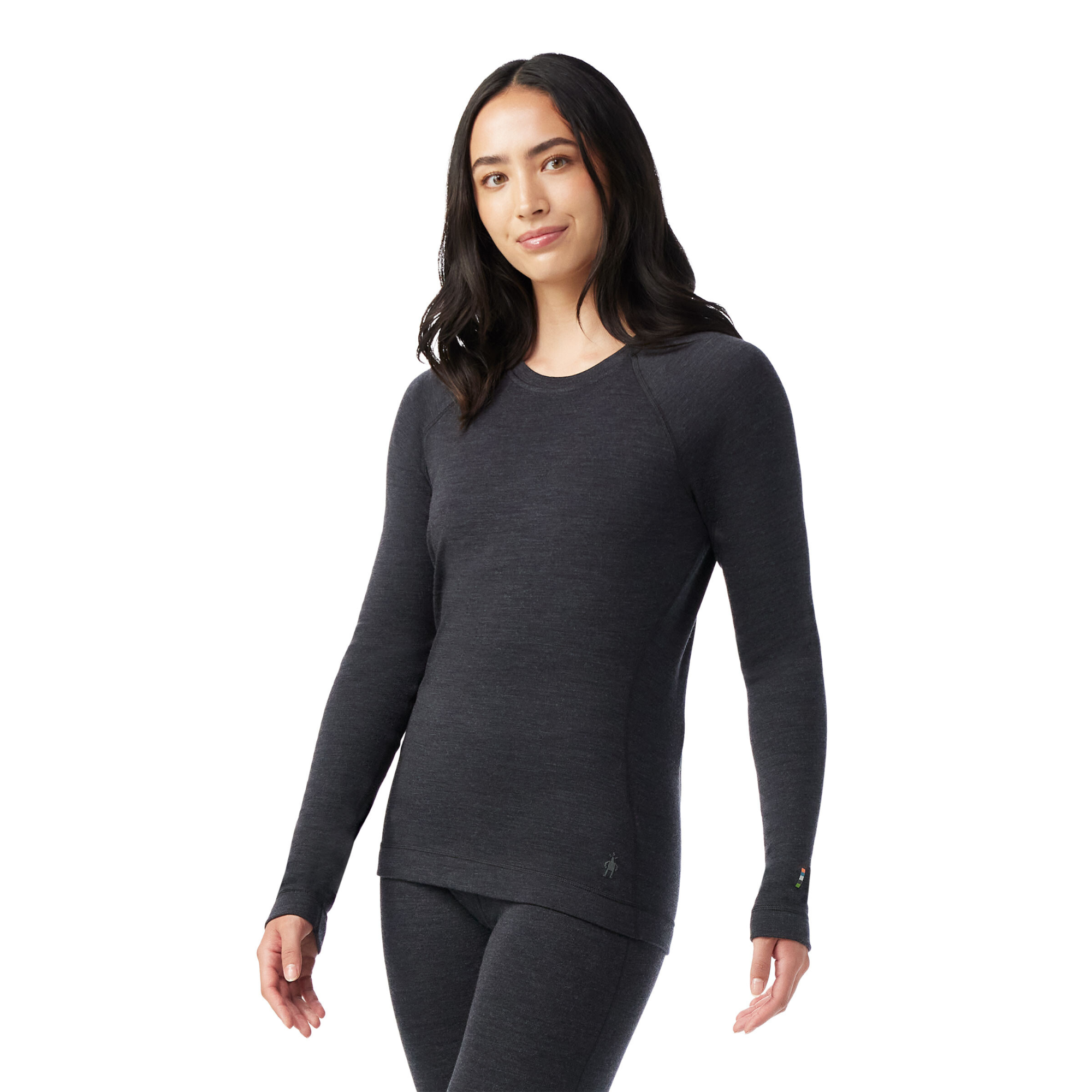 Smartwool Women's Classic Thermal Merino 250 Long Sleeve Crew Neck Base Layer Top (Charcoal Heather)