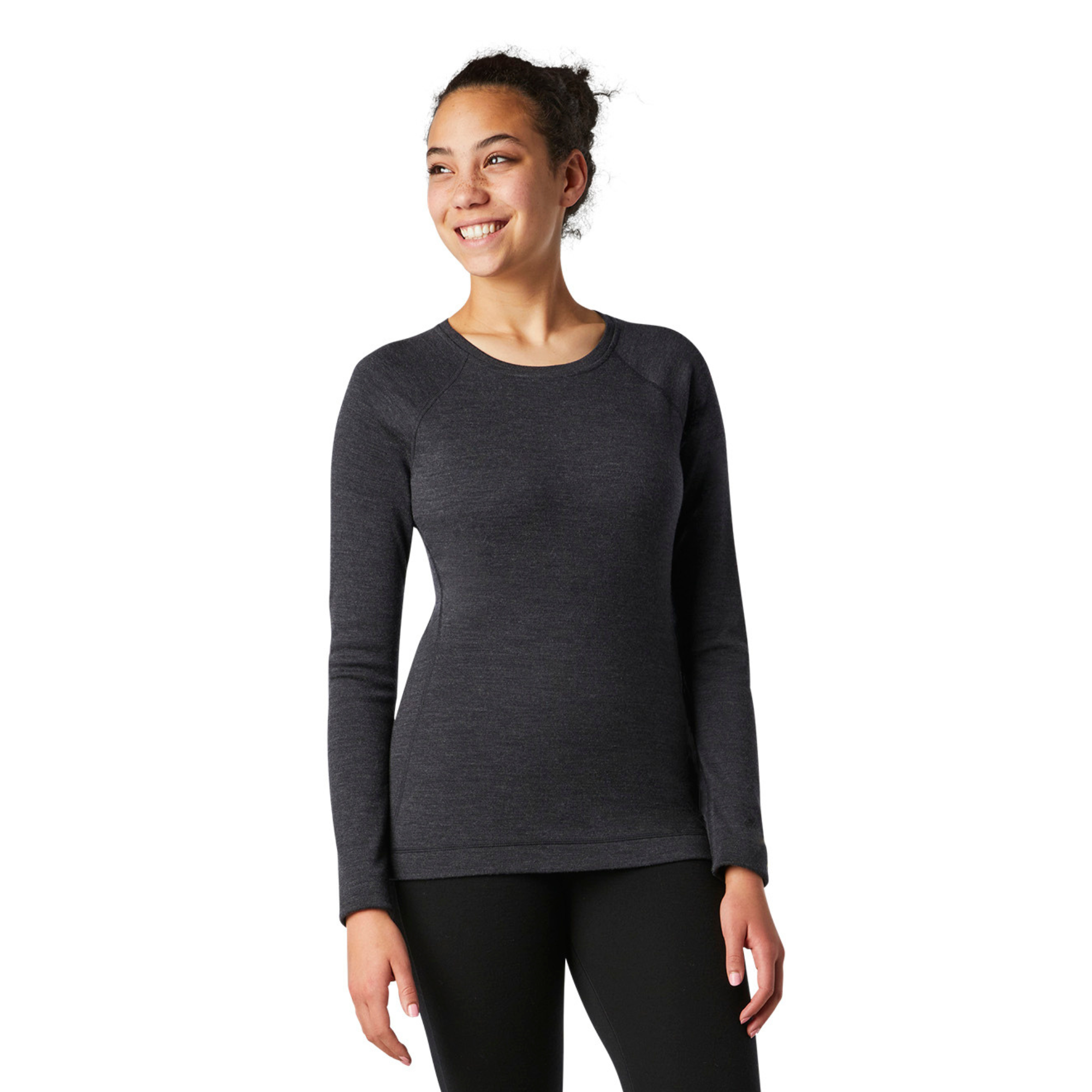 Smartwool Women's Classic Thermal Merino 250 Long Sleeve Crew Neck Base Layer Top (Charcoal Heather)