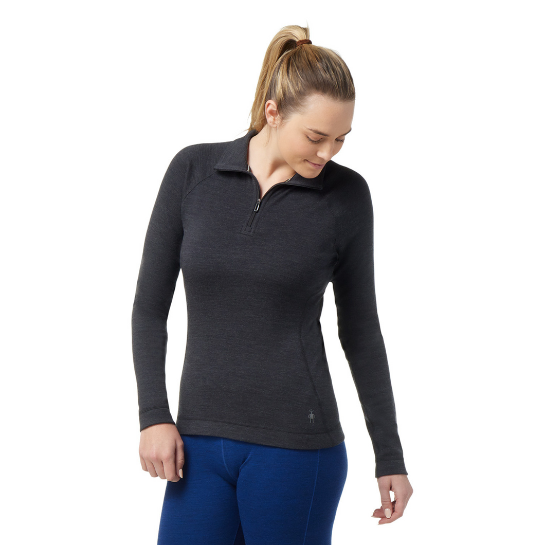Smartwool Women's Classic Thermal Merino 250 Long Sleeve 1/4 Zip Base Layer Top (Charcoal)