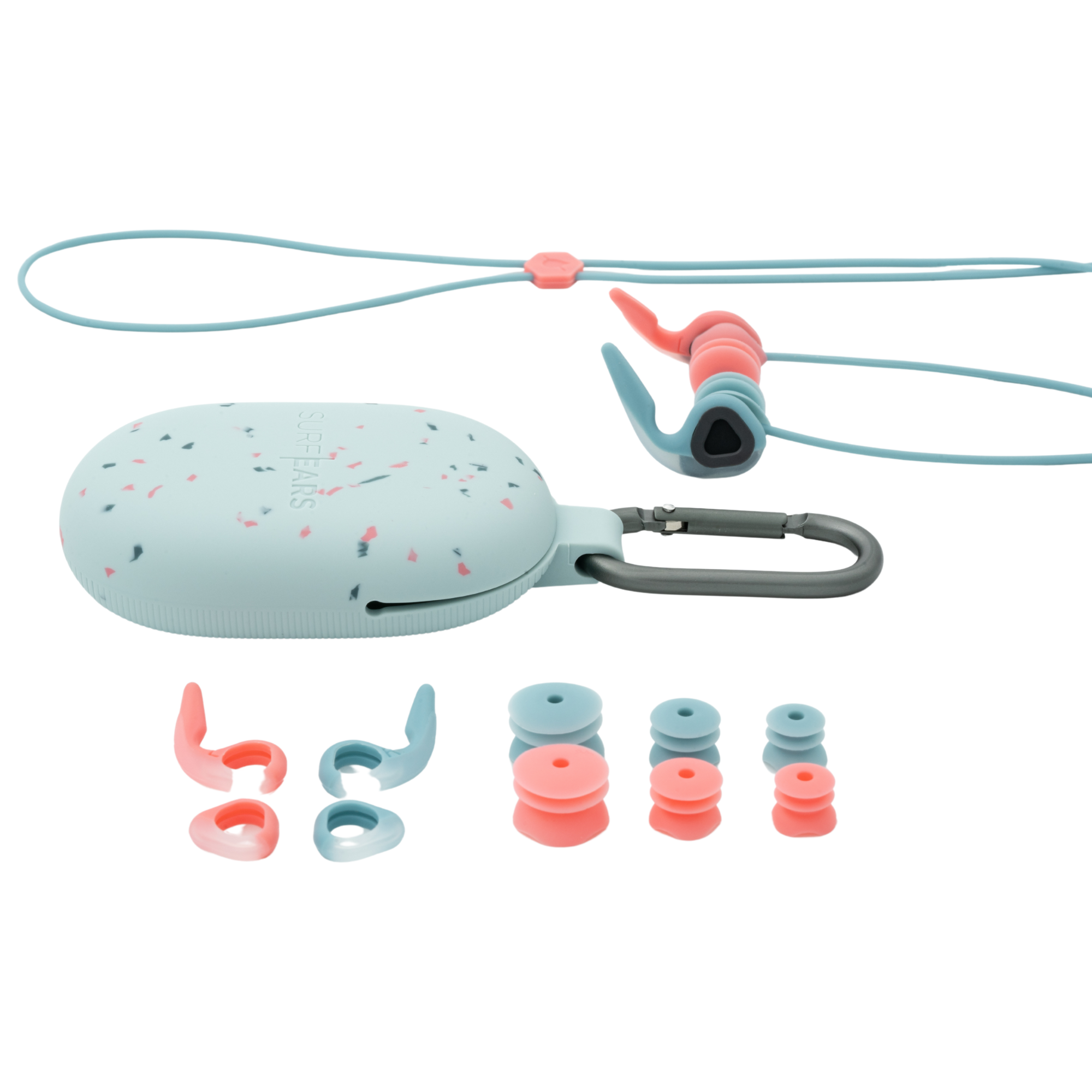 SurfEars Adult 4.0 Swim/Watersports Earplugs (Coral/Sky)