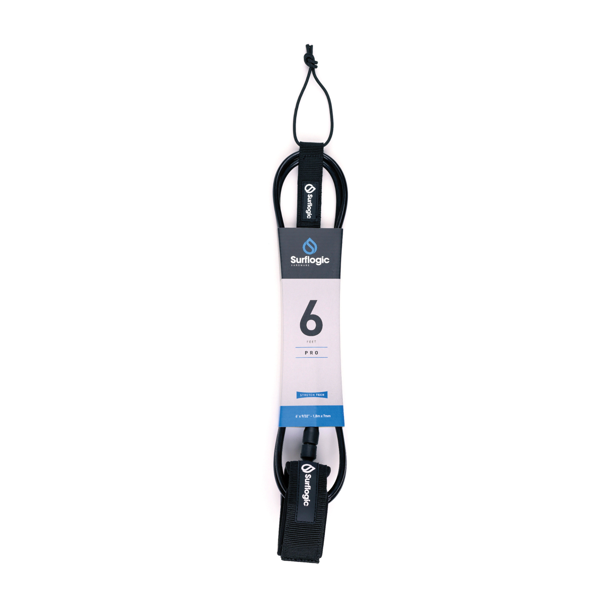 Surflogic 6ft Leash Pro Surf Ankle Leash (Black)