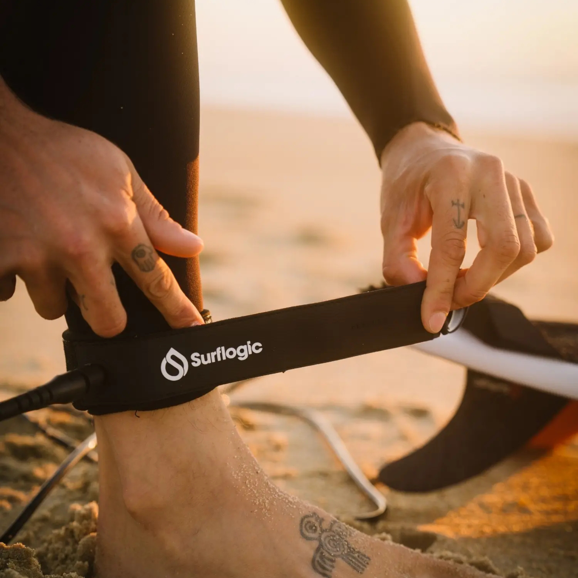 Surflogic 6ft Leash Pro Surf Ankle Leash (Black)