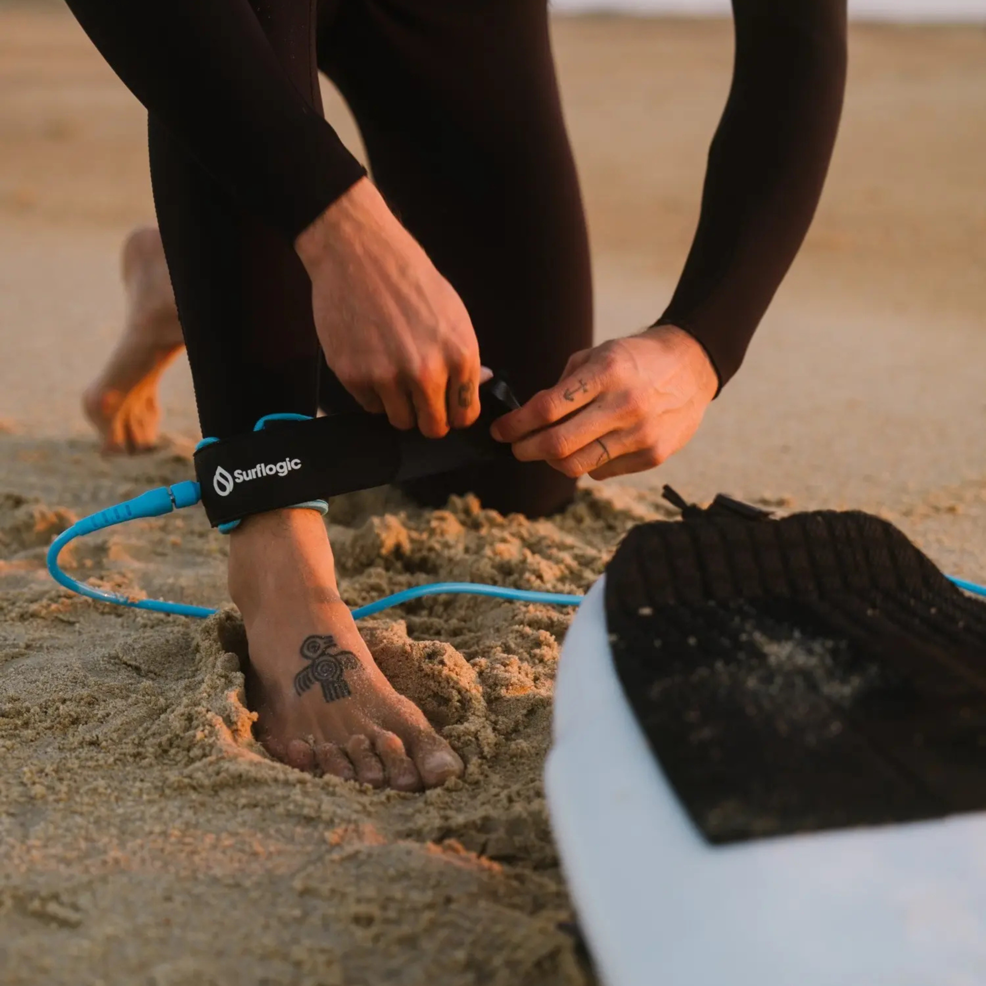 Surflogic 6ft Leash Pro Surf Ankle Leash (Cyan)