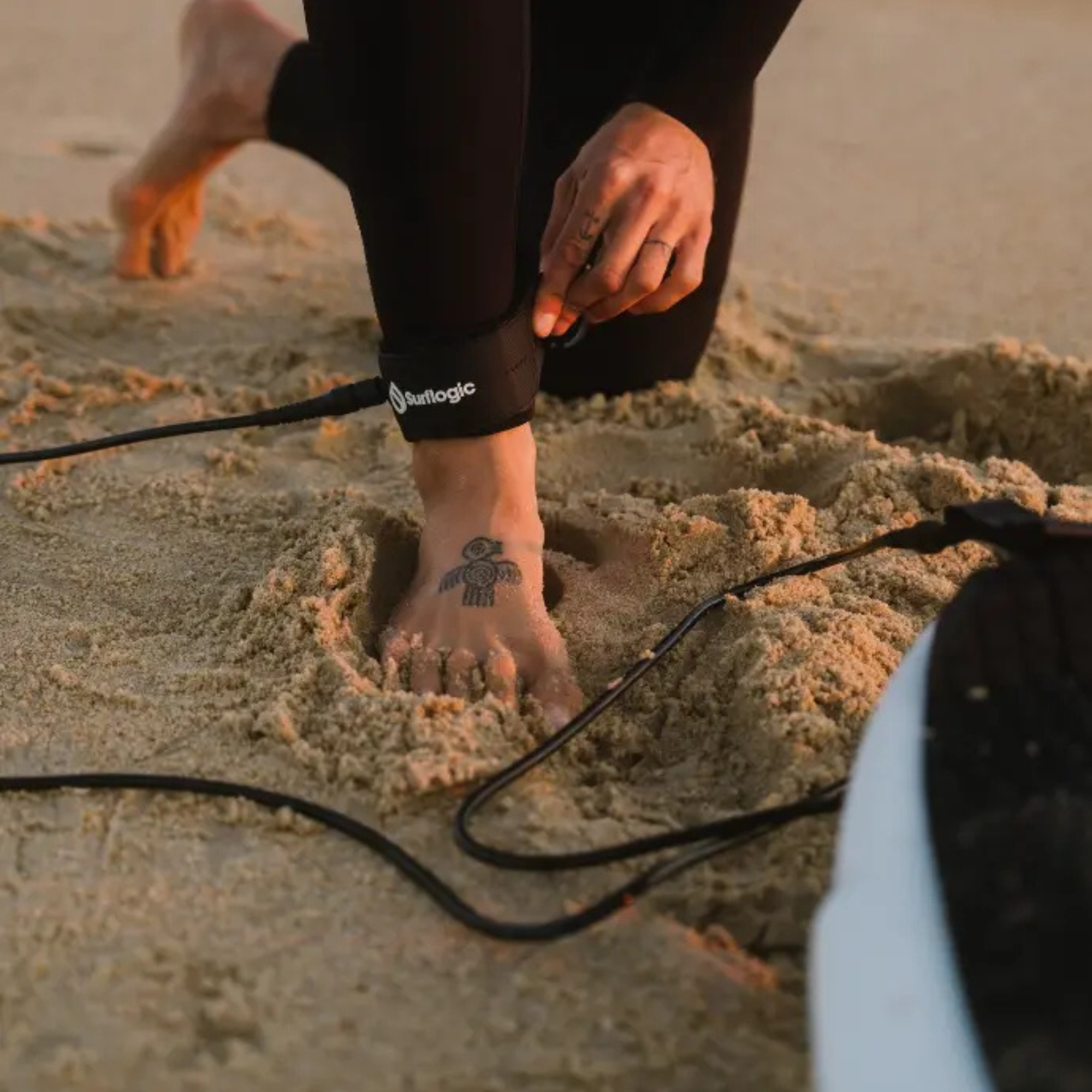 Surflogic 8ft Leash Pro Surf Ankle Leash (Black)