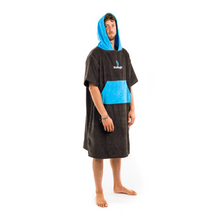 Load image into Gallery viewer, Surflogic Unisex Short Sleeve Poncho (Black/Cyan)

