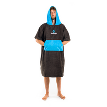 Load image into Gallery viewer, Surflogic Unisex Short Sleeve Poncho (Black/Cyan)
