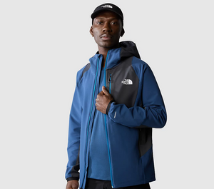 The North Face Men's Athletic Outdoor Hooded Softshell Jacket (Shady Blue/Black)