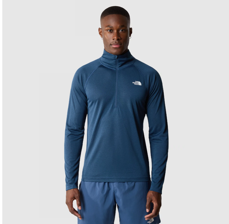 The North Face Men's Flex Quarter Zip Pullover Technical Top (Shady Blue Heather)