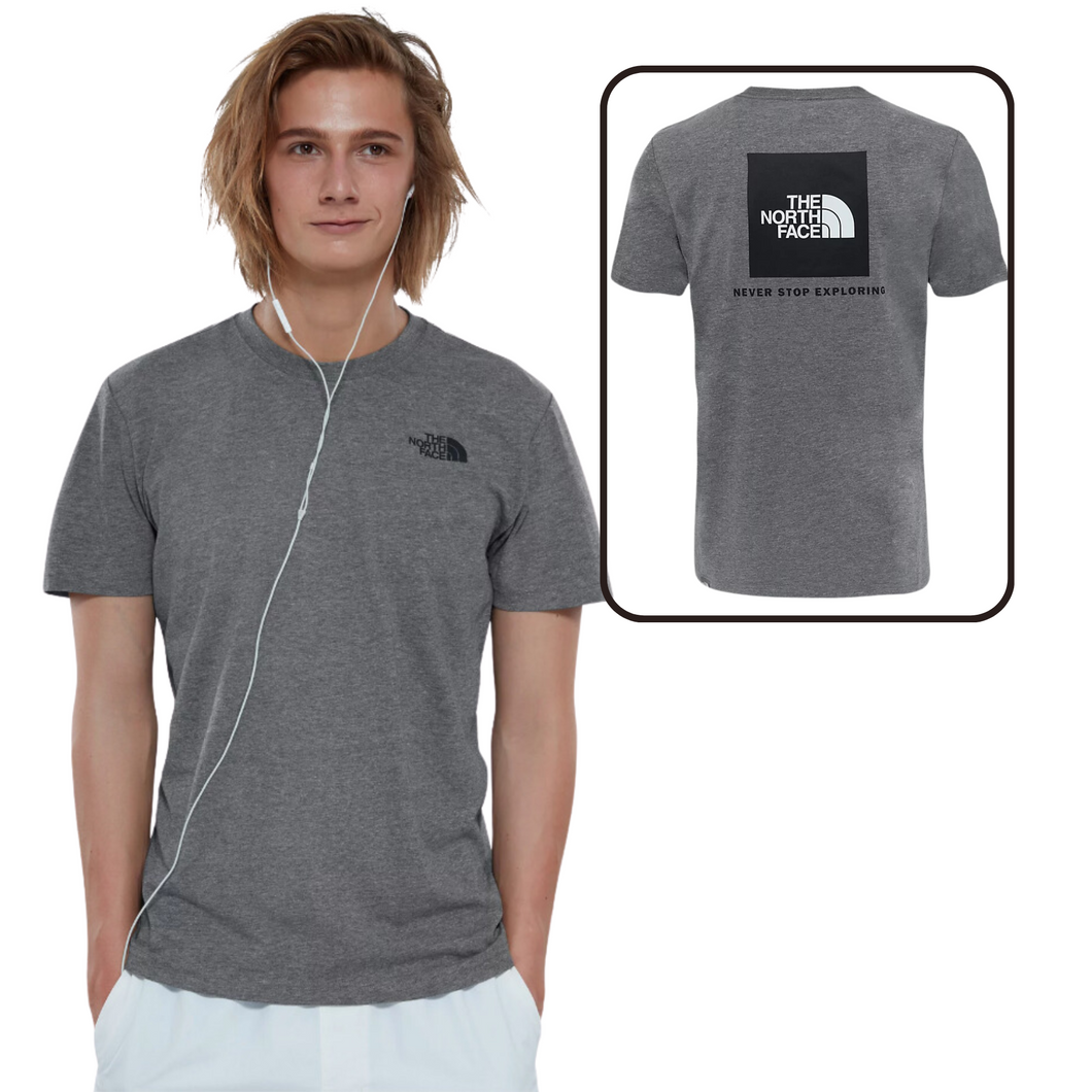 The North Face Men's Short Sleeve Red Box Tee (Medium Grey Heather)