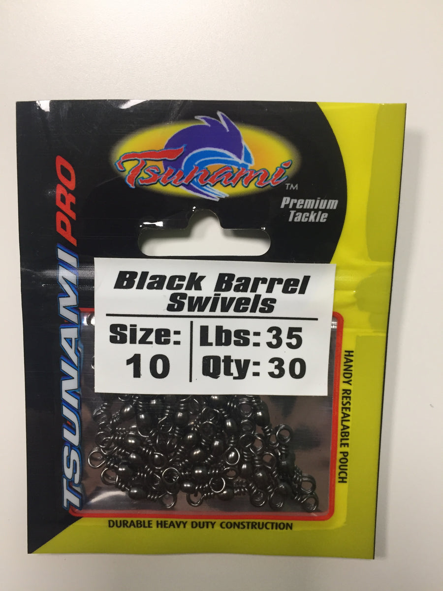 Tsunami Black Barrel Swivels (Size 10)(30 Pack) – Landers Outdoor World ...