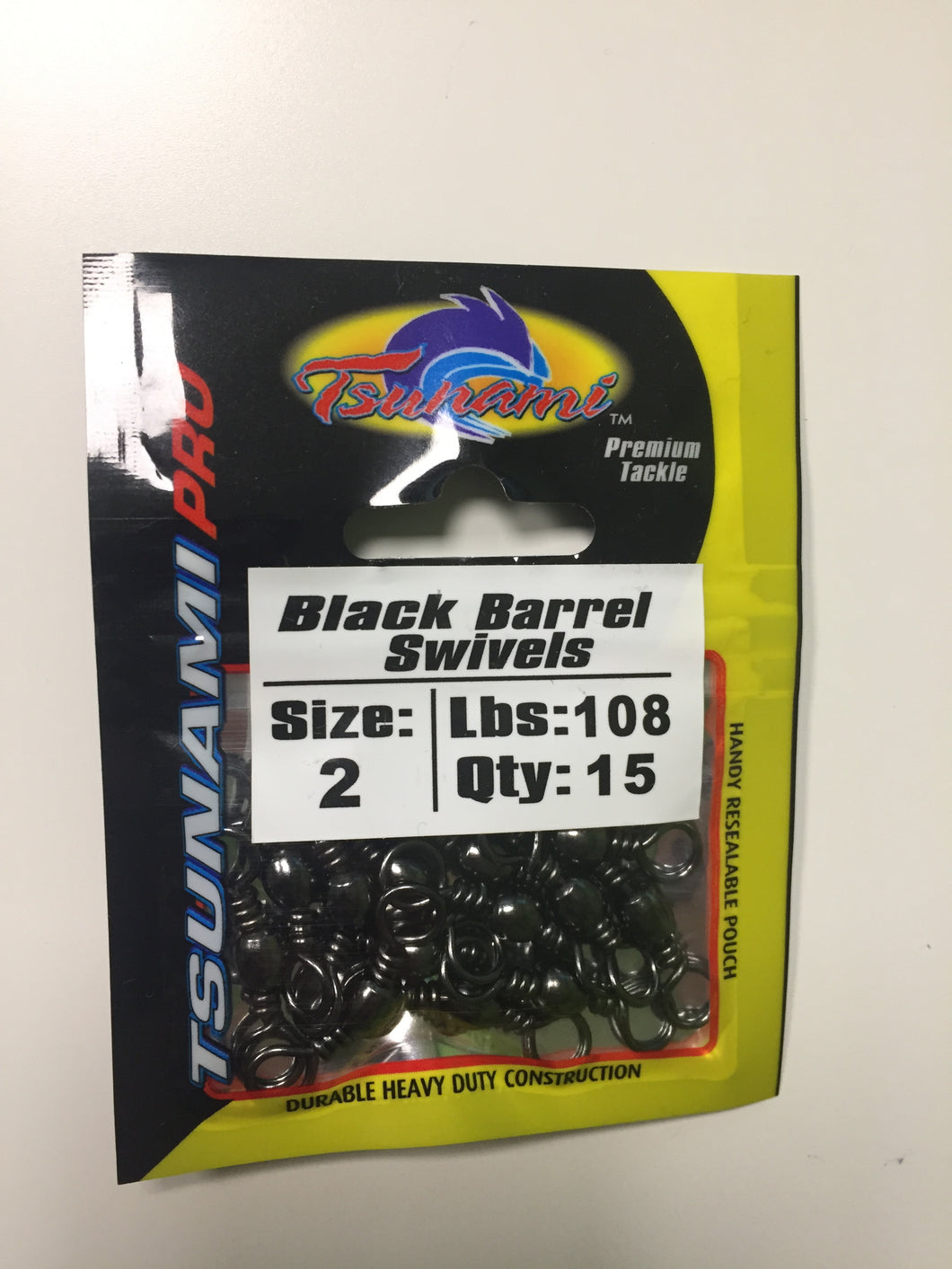 Tsunami Black Barrel Swivels (Size 2)(15 Pack)