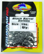 Load image into Gallery viewer, Tsunami Black Barrel Swivels (Size 6)(25 Pack)
